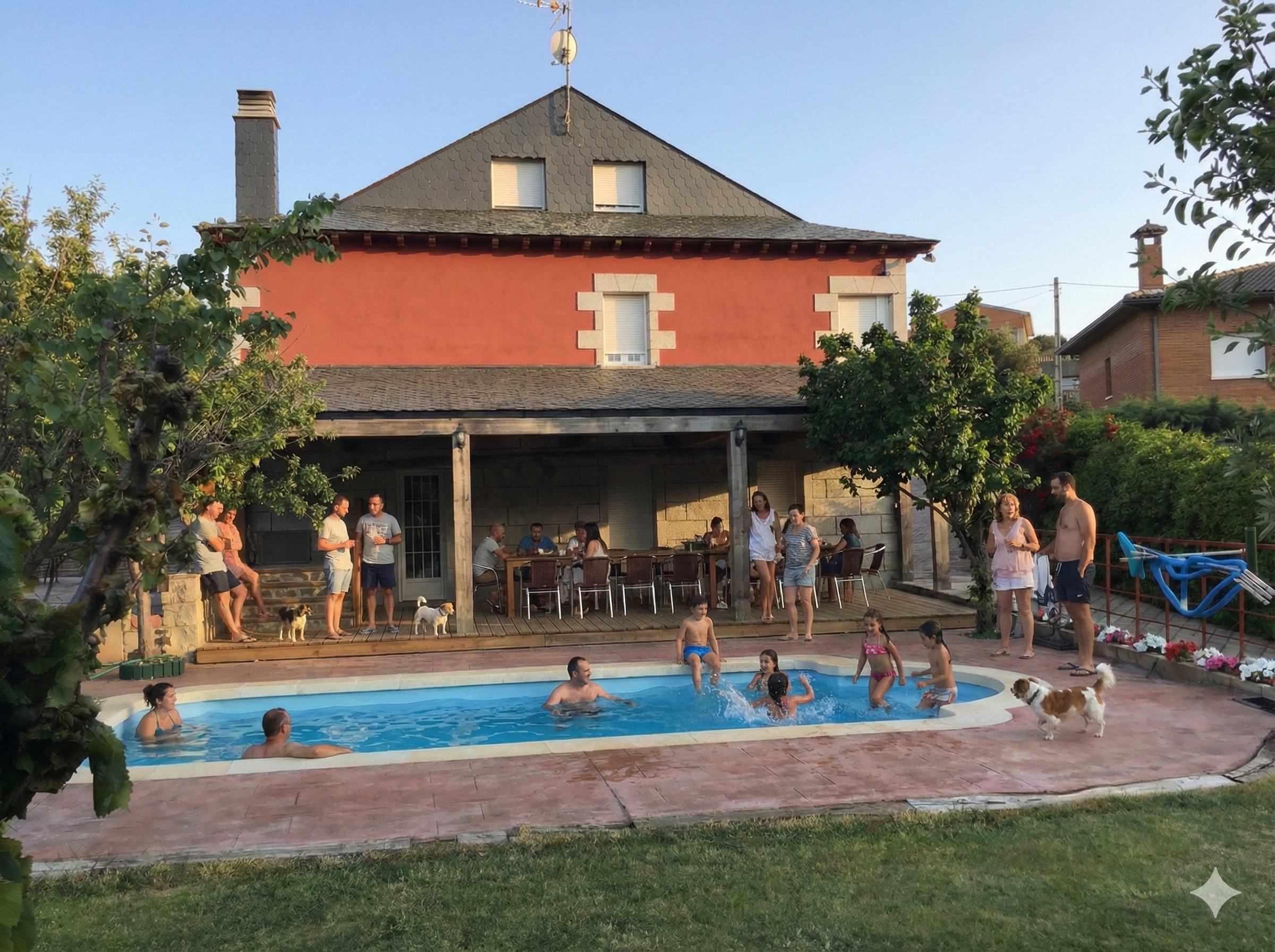 Piscina privada de Casa Rural Entrepinos con vistas a la sierra